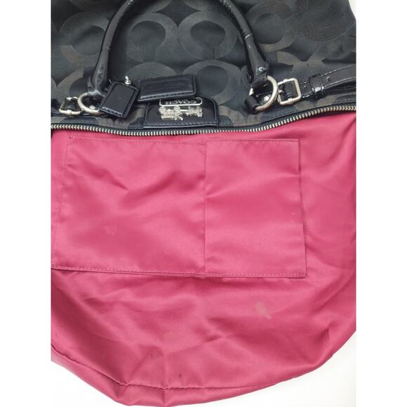 Coach Madison Signature Black Canvas Leather Zip Top Handle Satchel - Picture 14 of 16